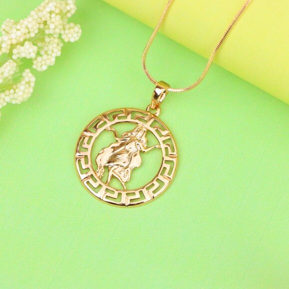 "Virgo Zodiac Pendant in Elegant Rose Gold with Fine Brass Craftwork, XPPT1333 - Picture 3 of 13